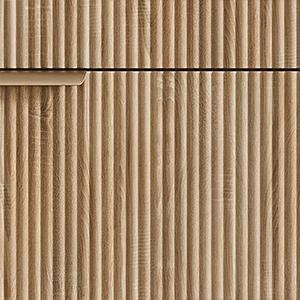 FUSOU 66" W Fluted Buffet Cabinet, Sideboard Storage Cabinet with 3 Drawers & 2 Cabinets, Mid-Century Coffee Bar Table for Living Room, Dinning Room, Natural