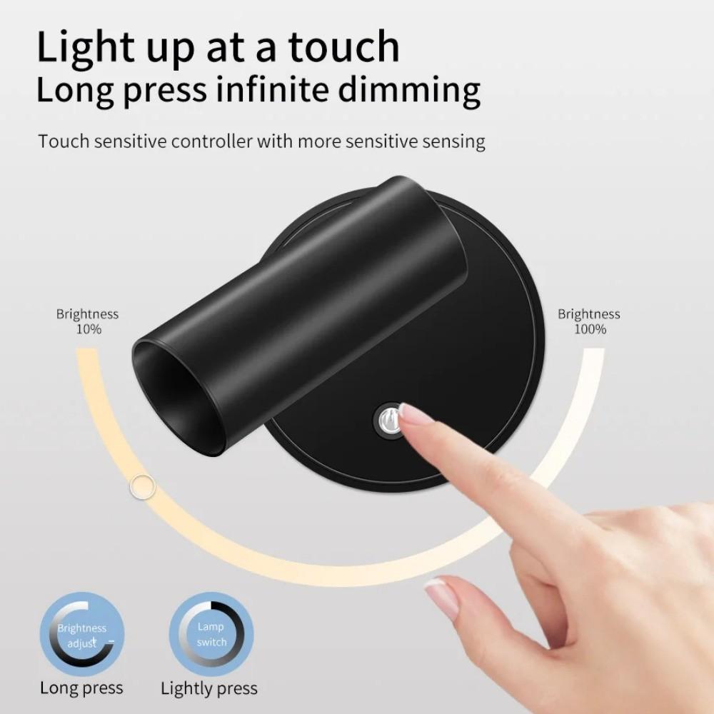 2pcs Wireless USB Rechargeable Wall Light, Magnetic Mount Night Lamp, Touch Control Dimmable Bedside Aisle Reading Light, No Drilling Required Cabinet Lamp, Indoor Lighting