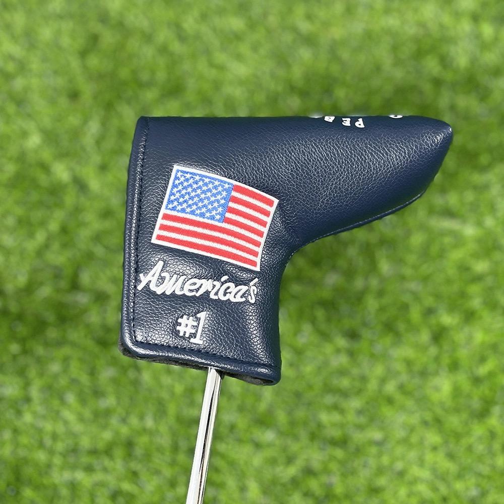 Premium Leather Golf Putter Cover Pebble Beach Golf Putter Headcover American Flag Golf Headcover Golf Putter ProtectorGolf Accessories for Men Golf Gift for Golfers Waterproof Golf Putter Cover