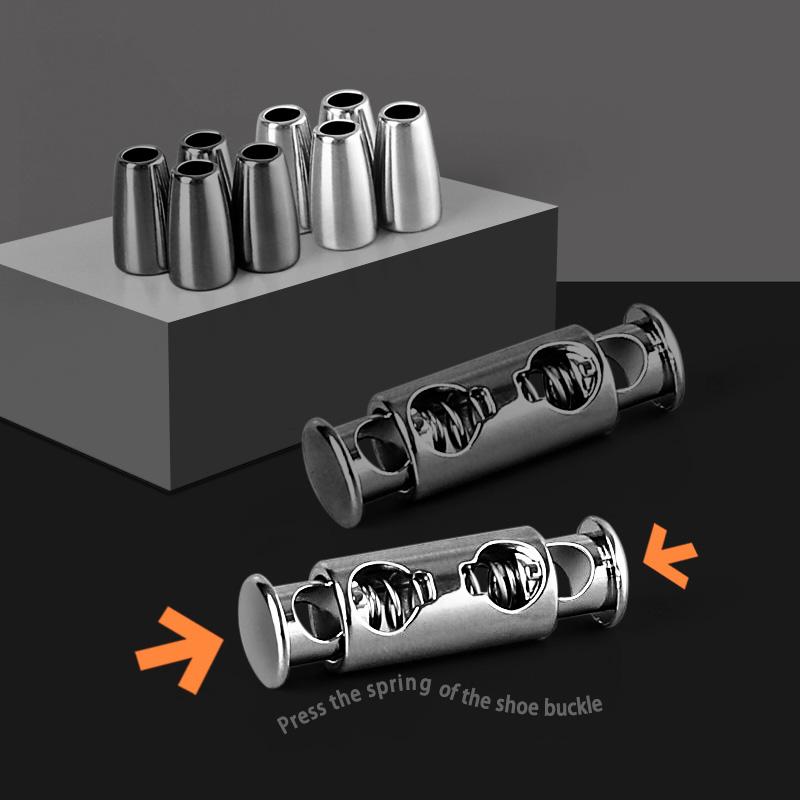 No Tie Shoelace, 1 Pair No Tie Shoelace Buckle, Elastic Round Press Metal Shoe Buckle, Shoe Accessories for Men & Women