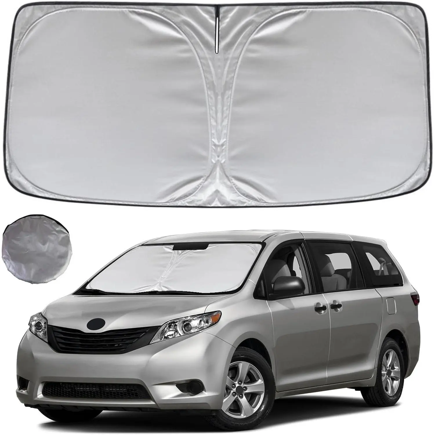 Windshield Sun Shade for 2011-2020 Toyota Sienna Mini Van Foldable Sunshade Front Window Custom Fit Car Accessories