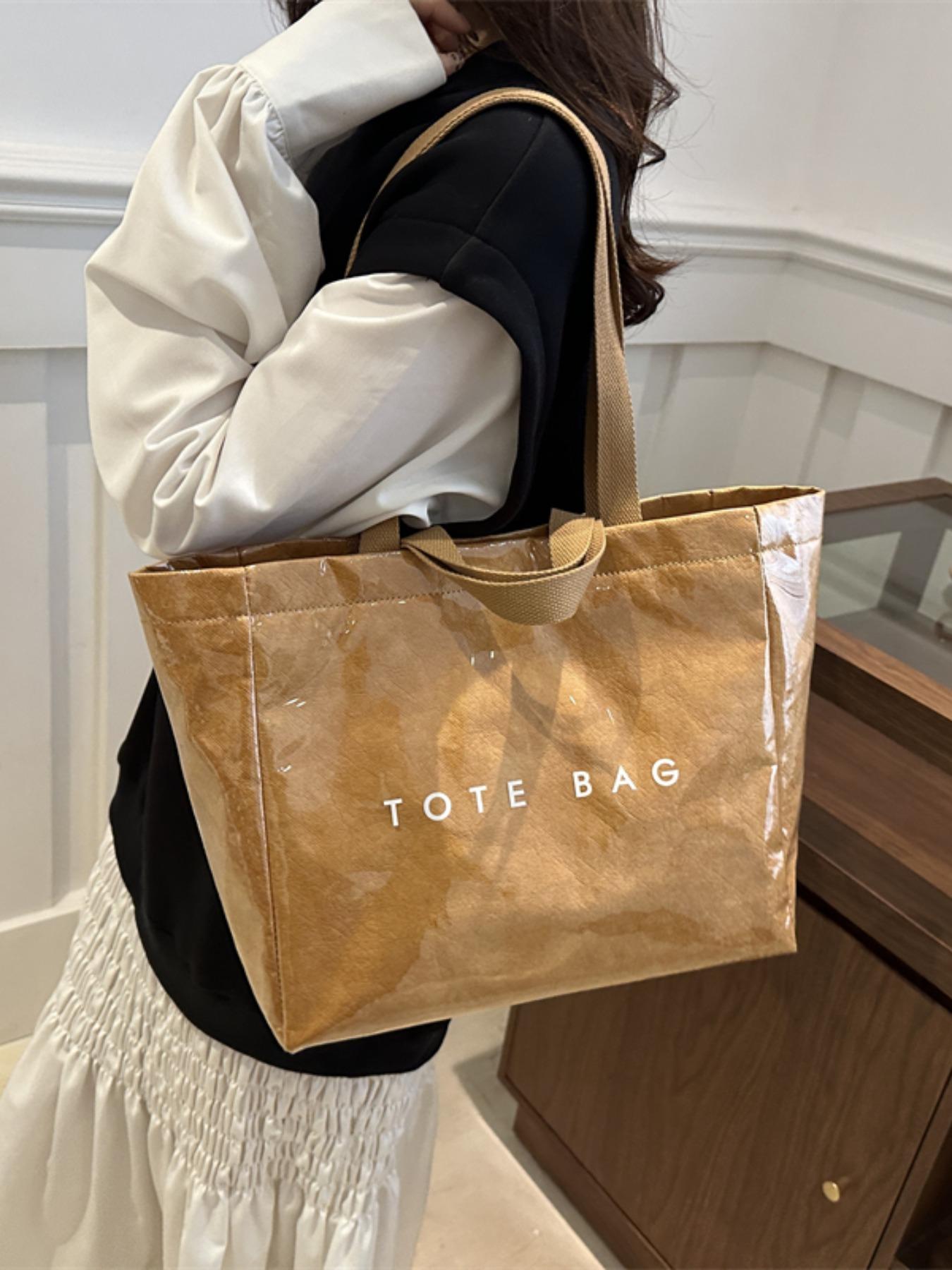 Women's Solid Color Tote Bag Office Work Bag, Fashionable Large Capacity Shoulder Bag for Work & Daily Used, Casual Trendy Versatile High-quality Daily Commuting Bag