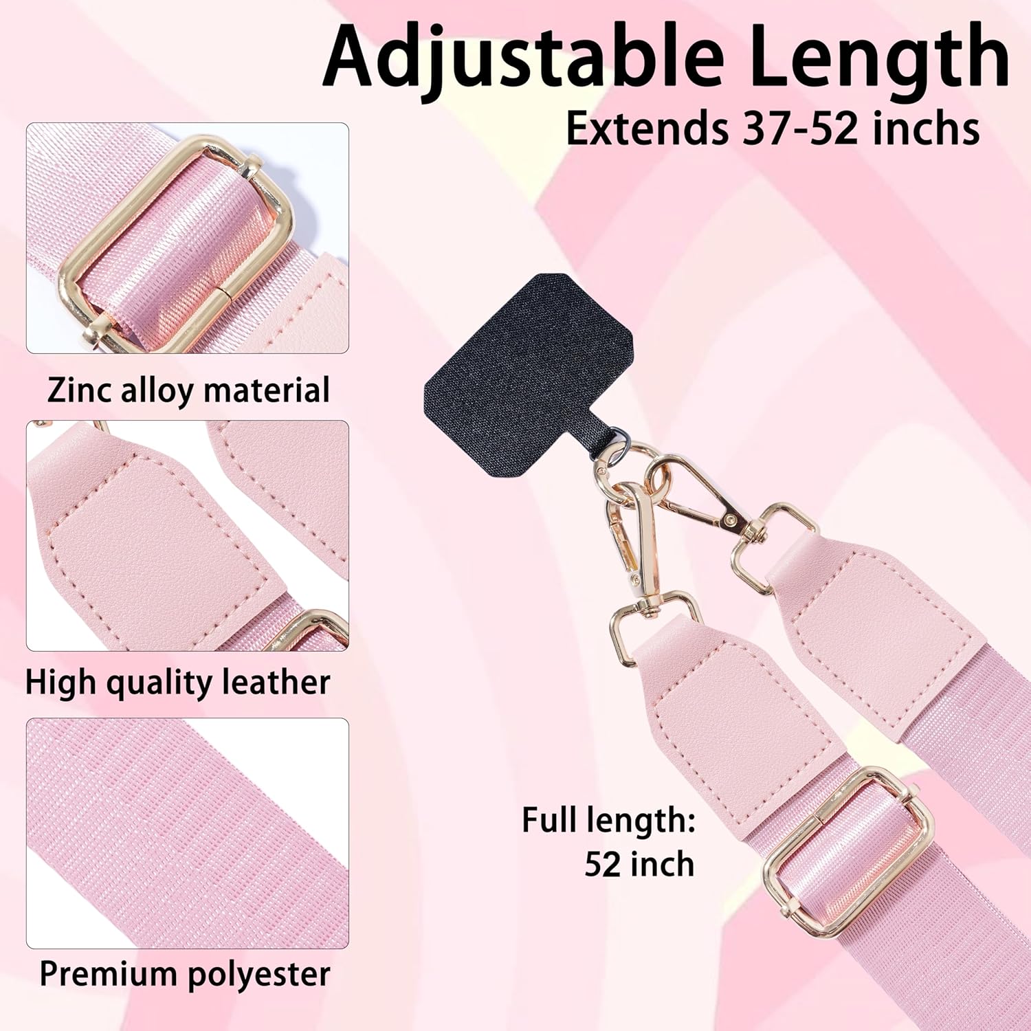 Clip and Go Phone Strap with Zippered Pouch,Phone Strap with Cellphone Chain Accessories