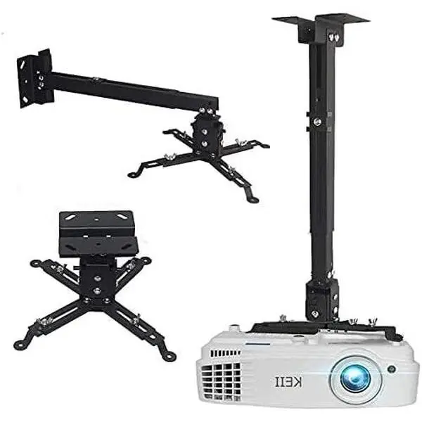 Projector Mount Adjustable Ceiling Wall Mount, Projector Extending Arms Mount for LCD/DLP  and Office Movie Device, for Epson Optoma Benq, Hold up to 33 lbs (Black)