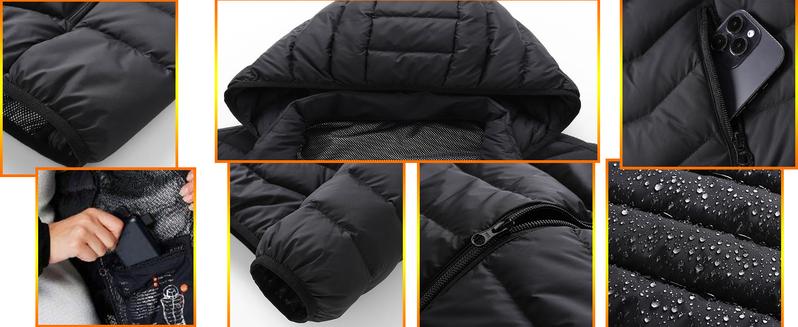 【Includes Power Bank】Norwell Heated Hoodie Jacket with 7.4V/3A 5000mAh Battery Pack Dual Control 5 Heat Zones LED Waterproof Comfort Basic Winter Clothes Men Plus Size Women's Clothing 100% Polyester Fiber Long Sleeve
