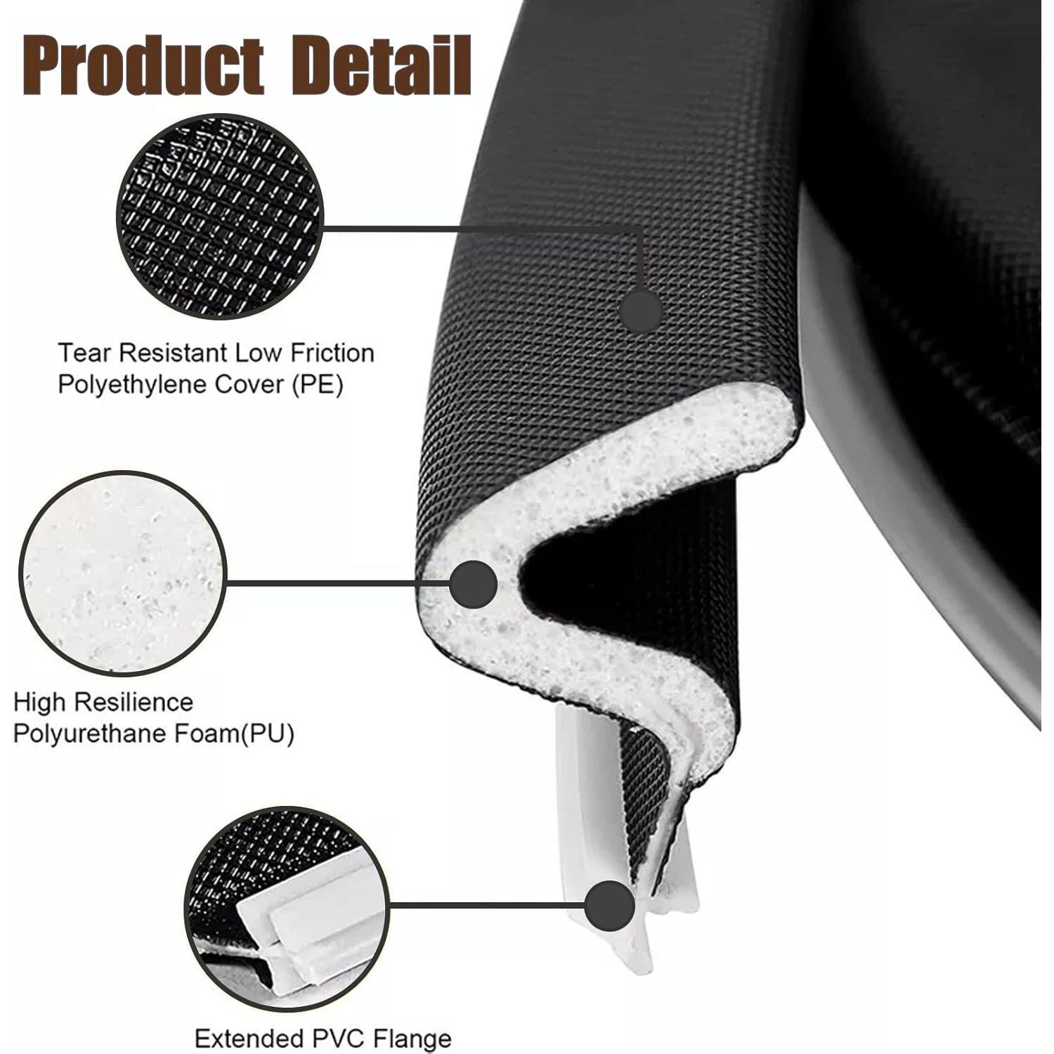 Door Frame Kerf Non-Adhesive Weather Stripping Seal Strip PU , PE Cover, Slot Installation for Large Gap, Sound Heat Insulation, Dust Water Prevention (26ft, Black Flanged) Door Frame Kerf Non-Adhesive Weather Stripping Seal Strip PU , PE Cover, Slot Installation for Large Gap, Sound Heat Insulation, Dust Water Prevention (26ft, Black Flanged)
