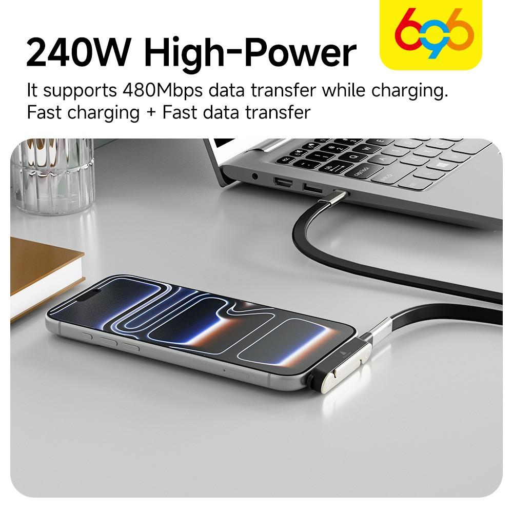240W Fast Charging Cable Type C to C with Removable Foldable Bracket Stand for Phone Tablet Supports Simultaneous Charging and Gaming Watching Videos Durable Silicone Zinc Alloy Shell 150cm Long,Applicable to iPhone 15 - 17 Pro Max / Samsung /