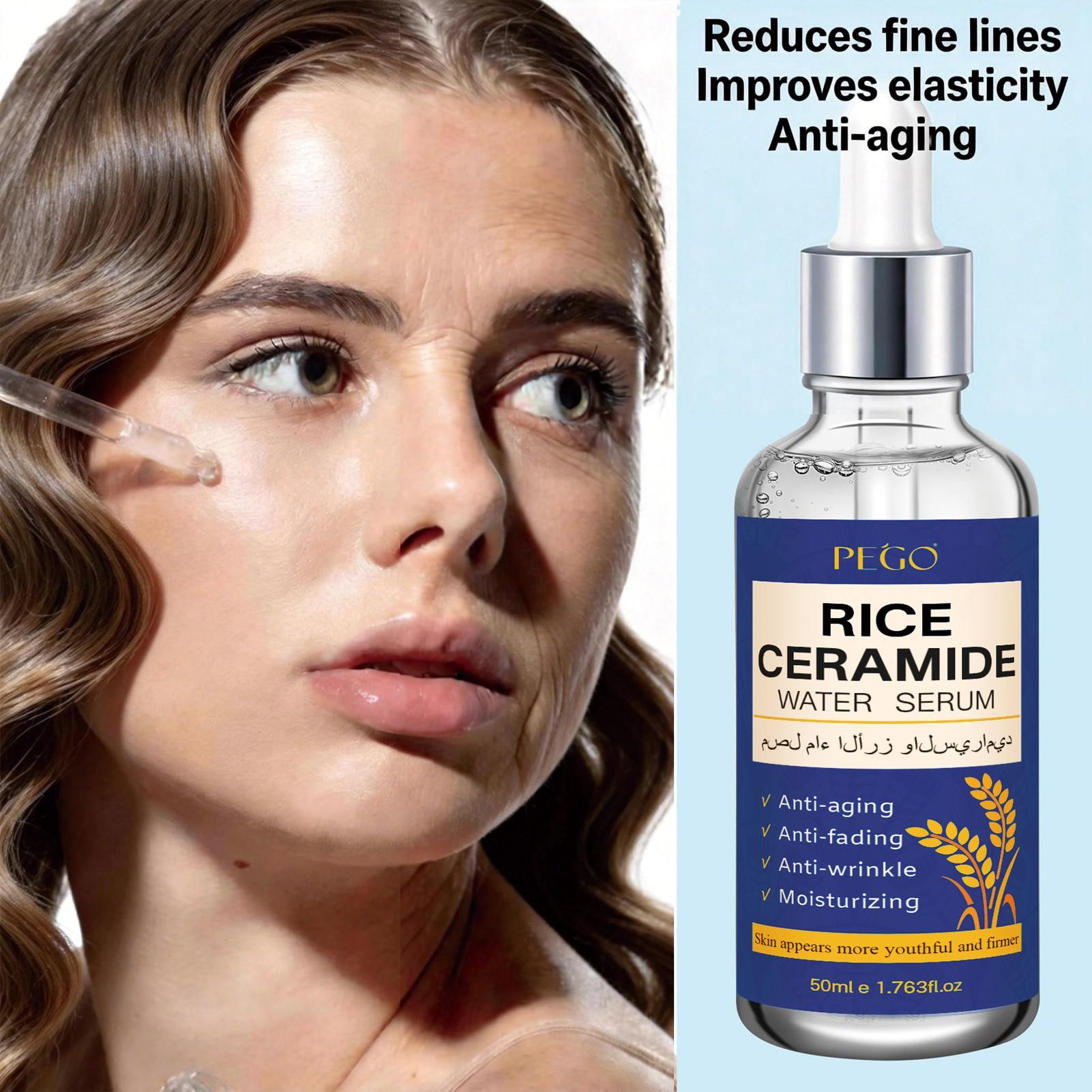Rice Essence with Niacinamide & Hyaluronic Acid, Improves Facial Wrinkles, Fades Wrinkles, Tightens Skin, Whitening, Unisex