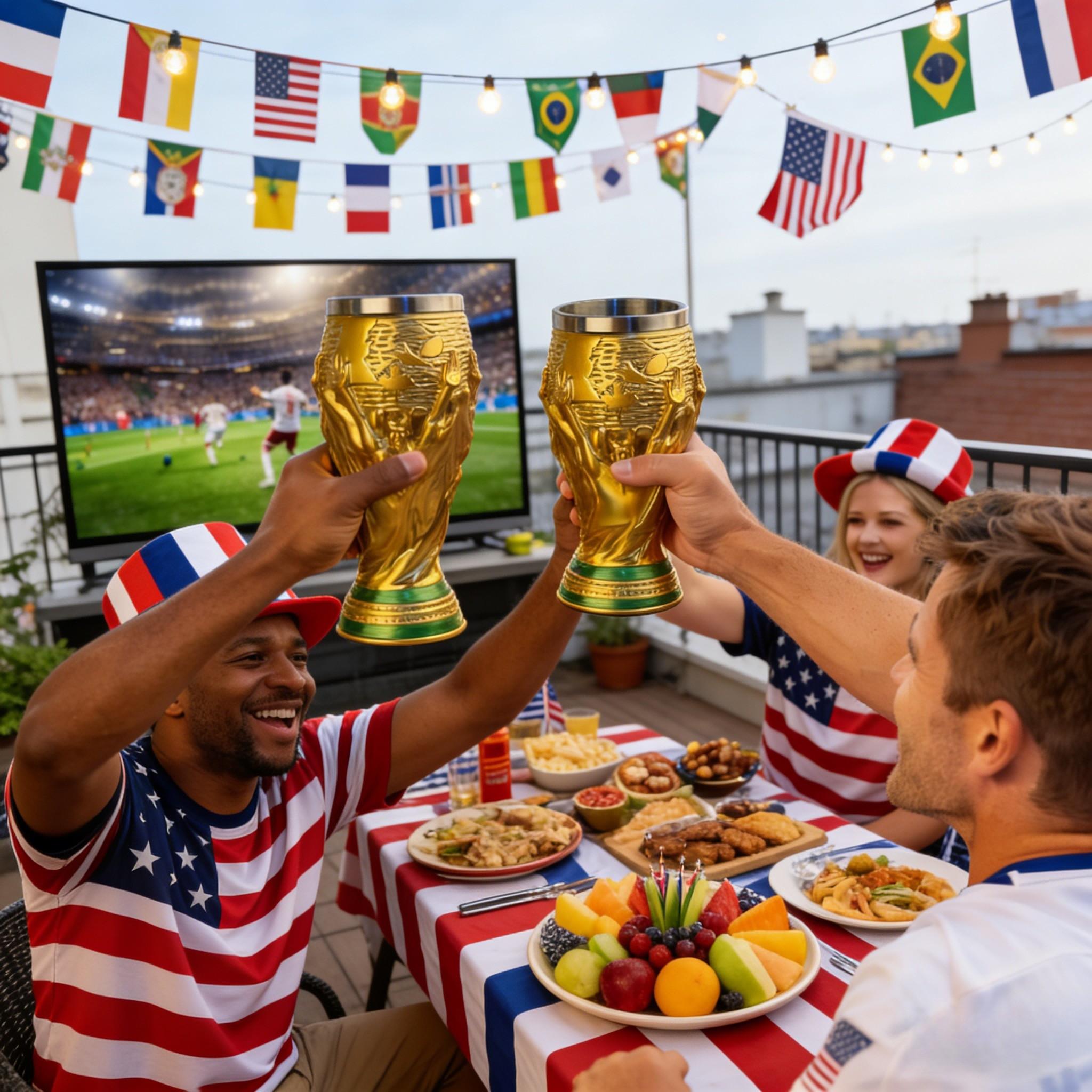 2026 Summer Soccer Award Wine Glass, Collectible Decor for Us-Canada-Mexico Fans, Durable Trophy Shape, Perfect Gift for Sports Enthusiasts