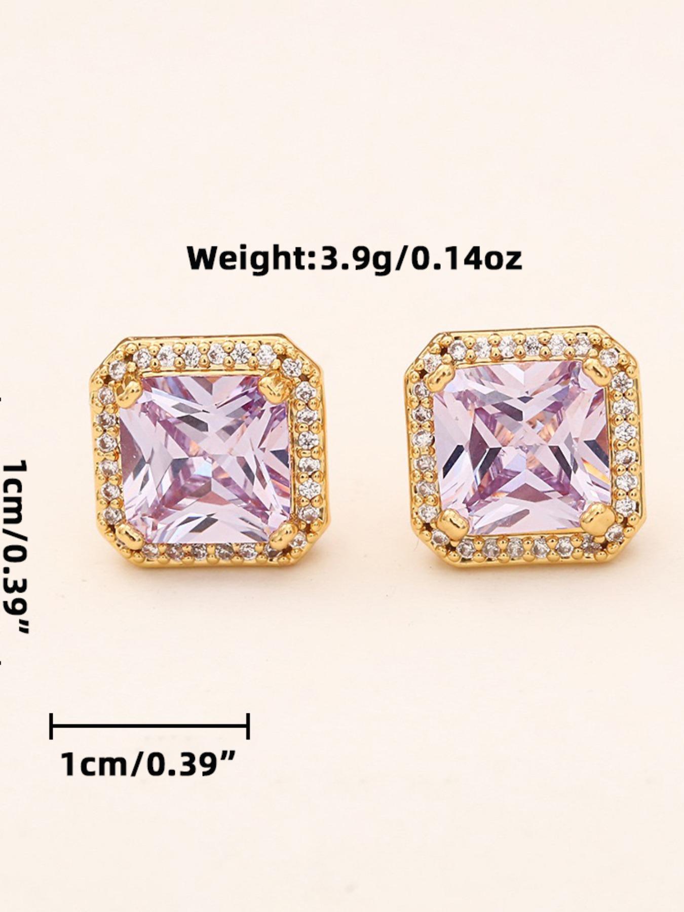 European and American High-End Square Earrings, Zircon Inlay, Light Luxury Full Diamond Ear Jewelry, Elegant and Stylish Accessories