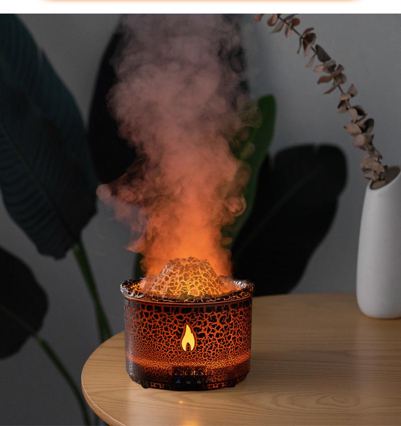Remote Control Aromatherapy Diffuser Volcano Aromatherapy Machine Desktop Essential Oil Diffuser with Flame Home Night Light Ornament Wireless Remote Control Humidifier Aroma Jellyfish Design