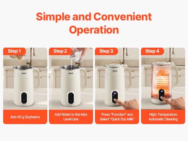 6-in-1 Nut Milk Maker, 20 oz Soy Milk Maker Machine with 6 Blades, for Homemade Oat, Nut, Soy, Juice, Plant-Based and Non Dairy Beverages with High-Temp Self-Cleaning, Boil Water, 12-Hour Delay