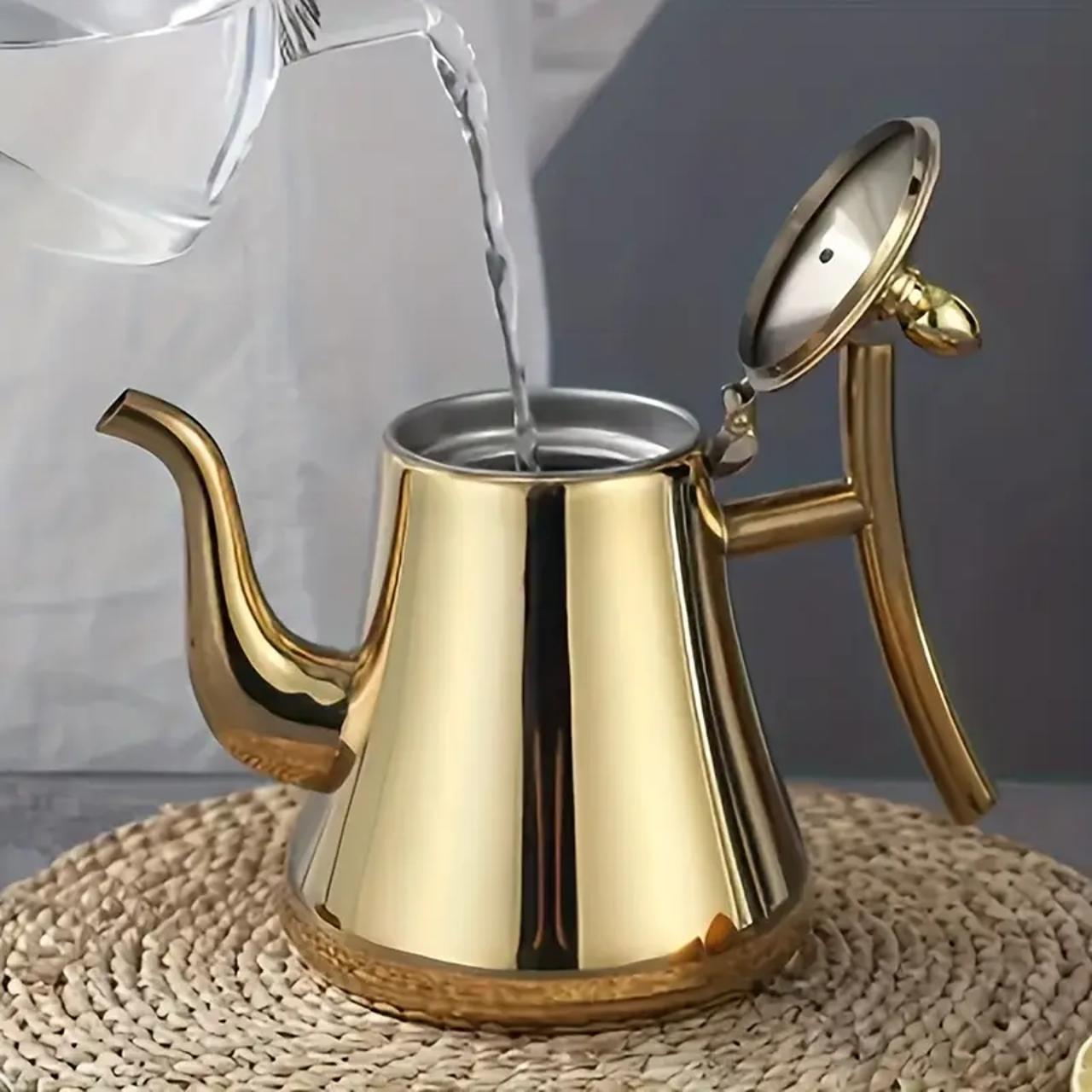 Stainless Steel Coffee Pot with Filter, Modern Coffee Pot, 1 Count Large Capacity Coffee Pot with Handle, Tea Pot for Home Kitchen