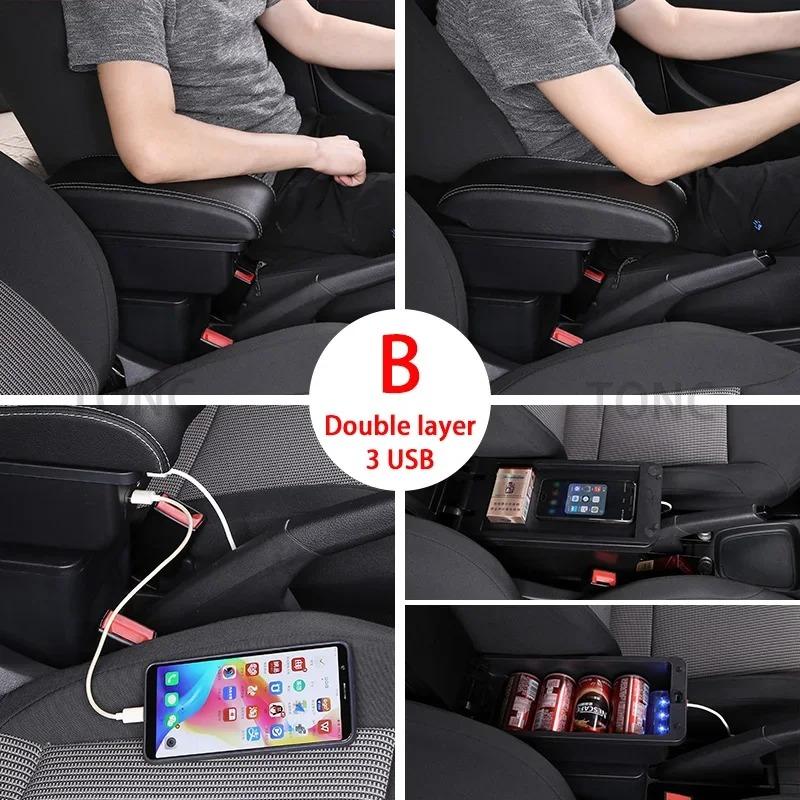 For Honda Jazz II  2008 2009 2010 car armrest storage box interior modification multi-function accessories with USB