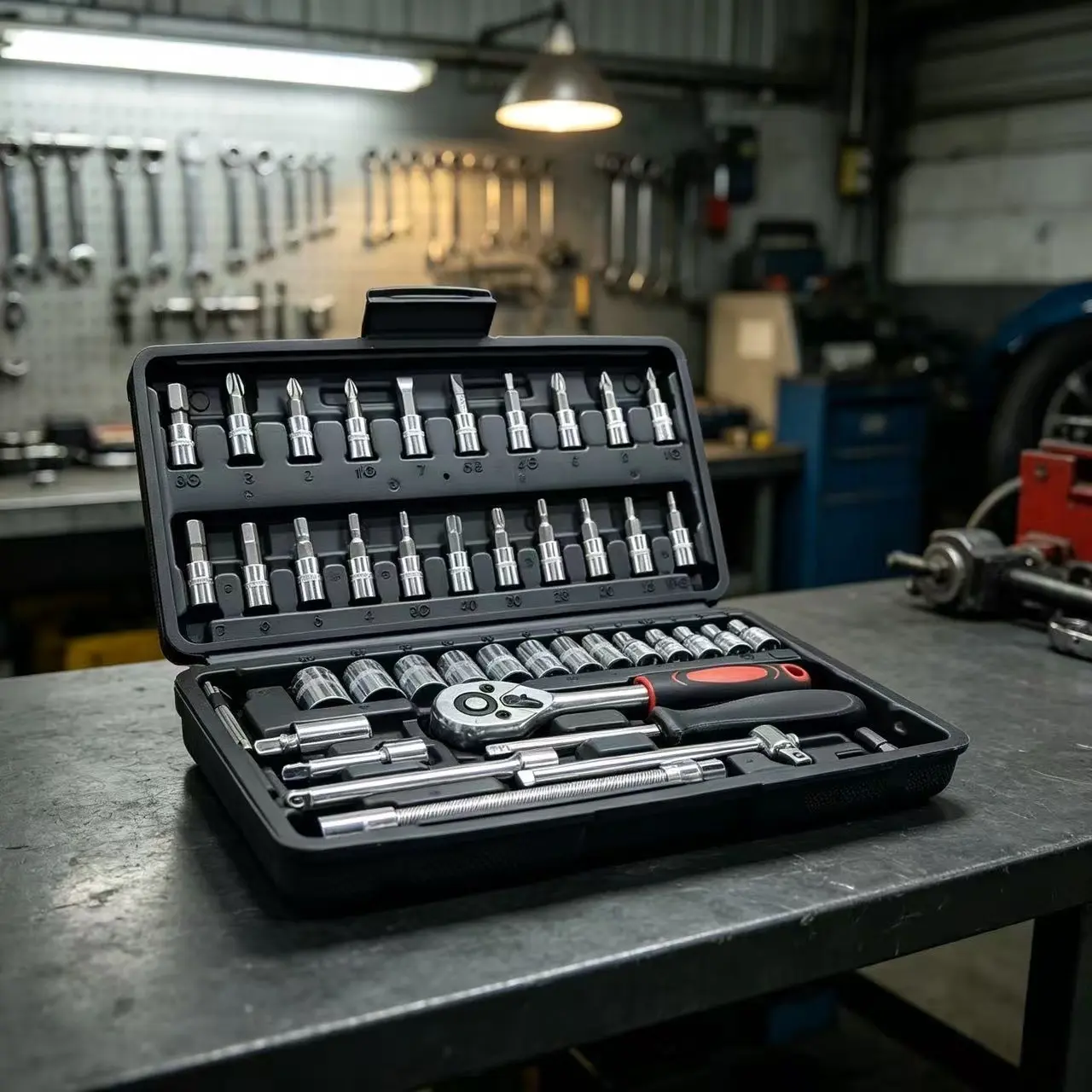 High-End Professional 46/53 Piece Tool Set, Car/bike Repair Kit, 1/2"*1/4" Drive Wrenches, Racing Grade Auto Parts Tools
