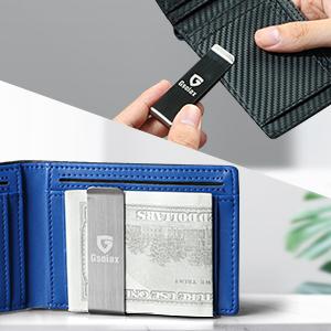 GSOIAX Men's Ultra-Thin Leather RFID Bifold Wallet with Money Clip