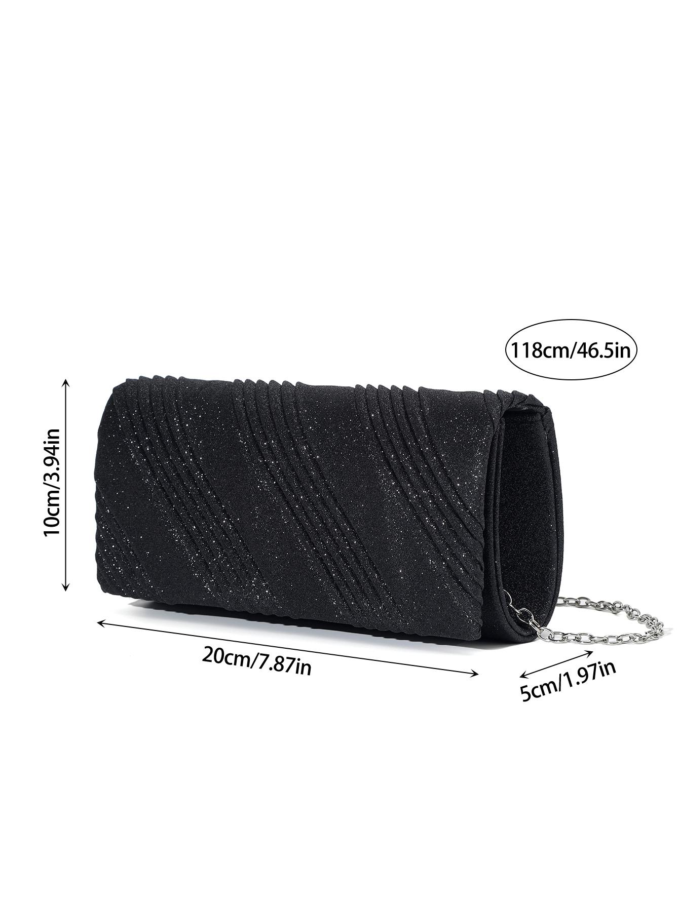 Rhinestone Decor Pleated Clutch Bag, Elegant Handbag for Party and Events, Fashionable Shoulder Crossbody Chain Bag, 1pc