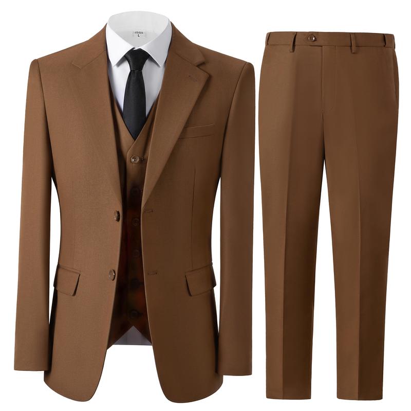 Mens Suit 3 Piece Set Wedding Groomsmen Suit for Men Two Buttons Suits Set Solid Jacket Vest Pants