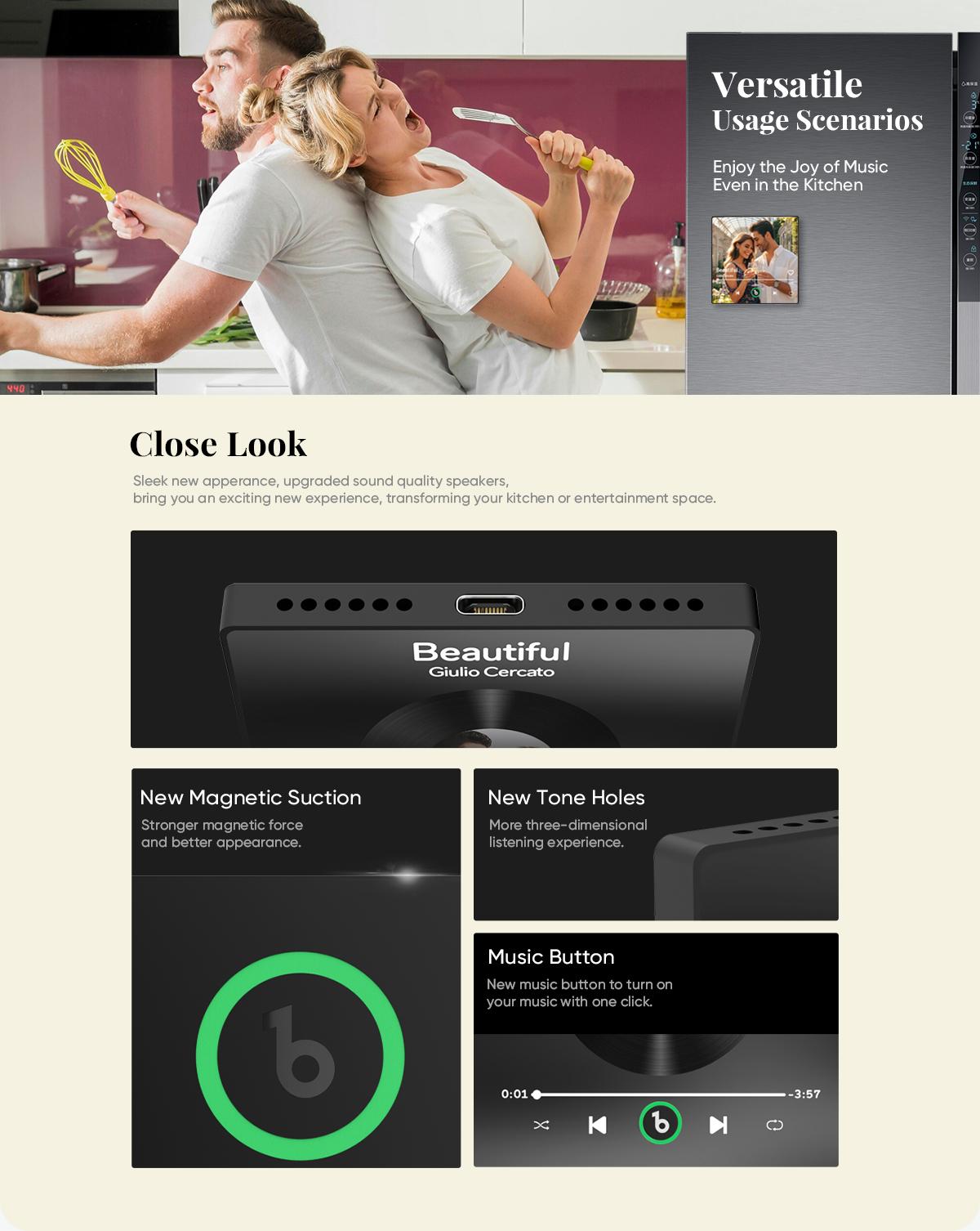 【Customization】Custom Music Fridge Magnet New 4.0 Upgrade Colorful without Frame Personalized Album Fridge Magnet That Can Be Played Song Anniversary Gift for Couple