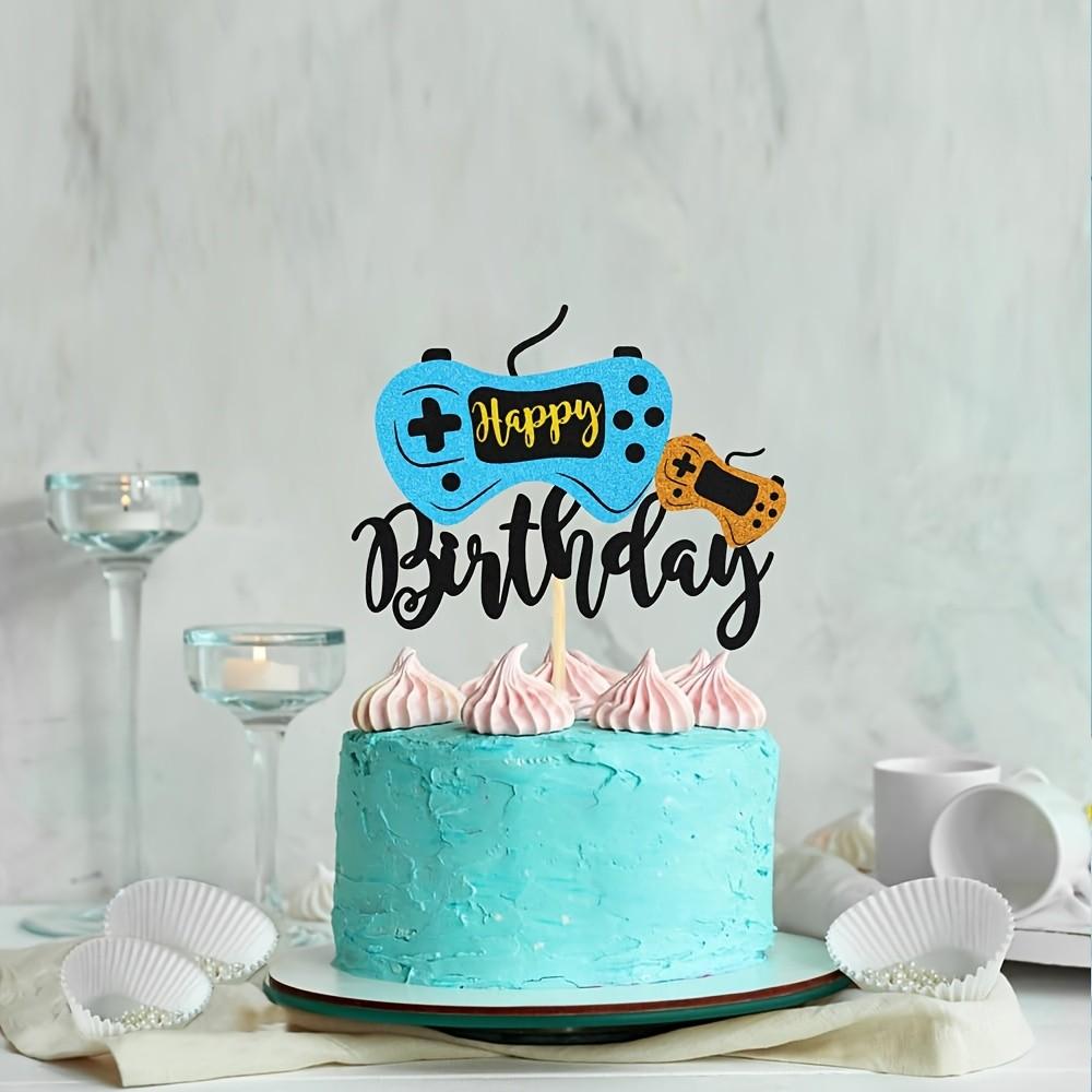 1 game-themed birthday party cake decoration