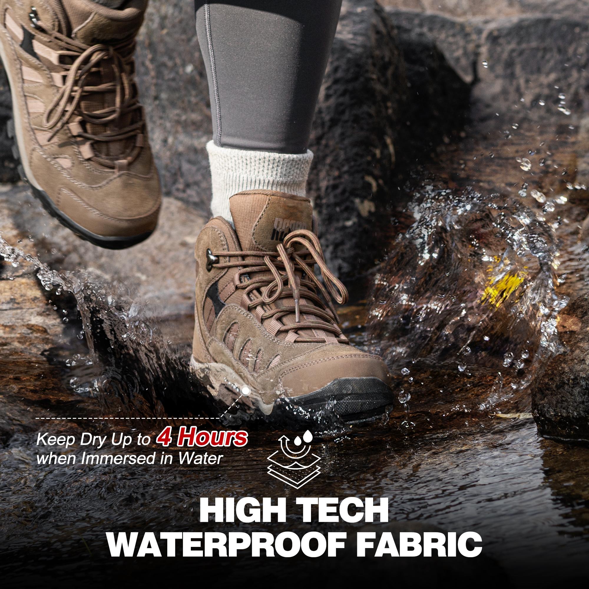 R CORD Women's Hiking Boots Waterproof Lightweight Women's Hiking Shoes Ankle Support Outdoor Hiking Shoes Non-slip Stable Shoes Weatherproof Footwear Durable Rubber Sole Tread Pattern Stability