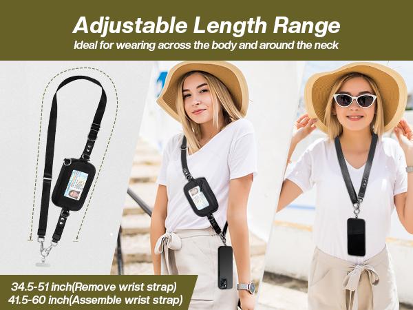 Clip and Go Strap Bag for Phone M/Large Lanyard Crossbody Adjustable and Detachable RFID Wristlet Wallet Valentine's Day gift