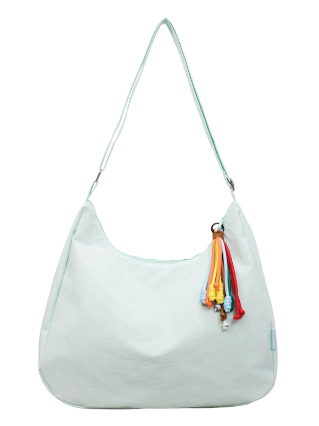 Water-Resistant Nylon Crossbody Shoulder Bag, Large Capacity Casual Style, Plain Design for All Seasons, Ideal for Students and Daily Use