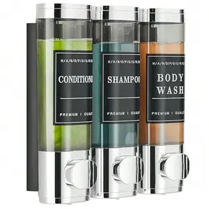 Shower Soap Dispenser Wall-Mounted No-Drill Shampoo Conditioner Dispenser for Shower Walls, Hair Care Liquid Dispenser for Bathroom Hotel Use