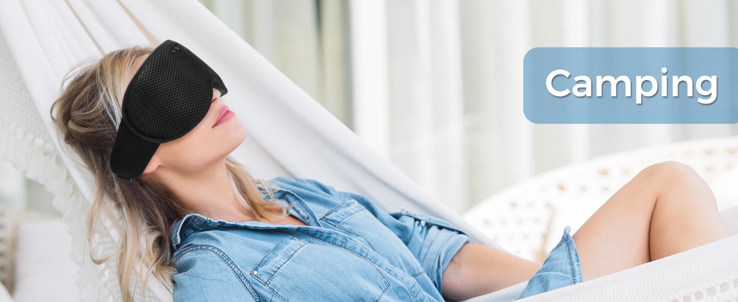 3D Contoured Sleep Mask with Bluetooth Headphones, Eye Mask for Sleep, Sleeping Headphones for Side Sleepers with Ultra-Thin Stereo Speakers for Men, Women, Tech Gifts - Black