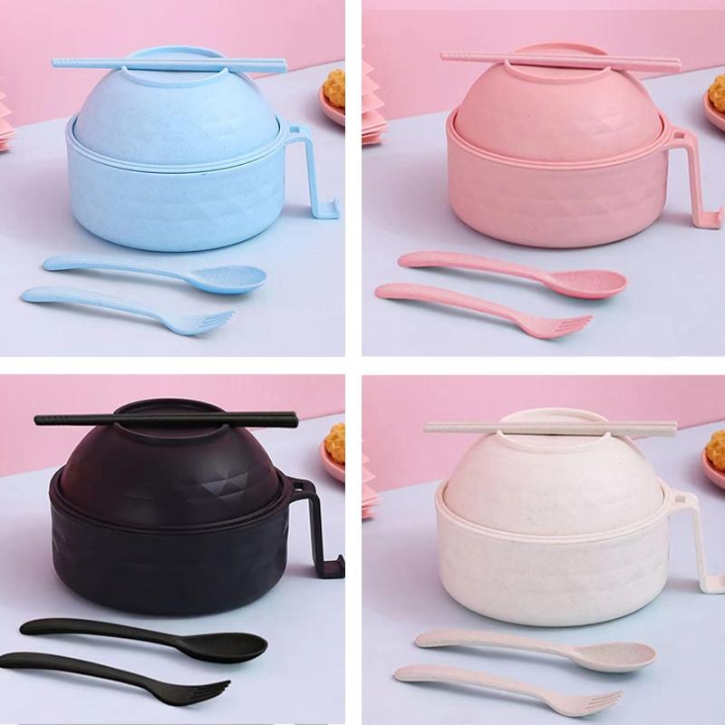 4-Piece Ramen Bowl Set, Microwave Safe Noodle Bowls & Chopsticks, Dishwasher Safe, Essential for Dorms, Quick Ramen Solution, Kitchen Bowls, Tableware