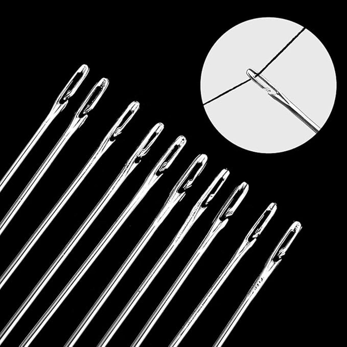 30pcs Self-Threading Needle Set - Multi-purpose Household Hand Sewing Needle with Wooden Needle Case, Big Eye Design for Blind Stitching, Invisible Repairs & Comfortable Hand Sewing