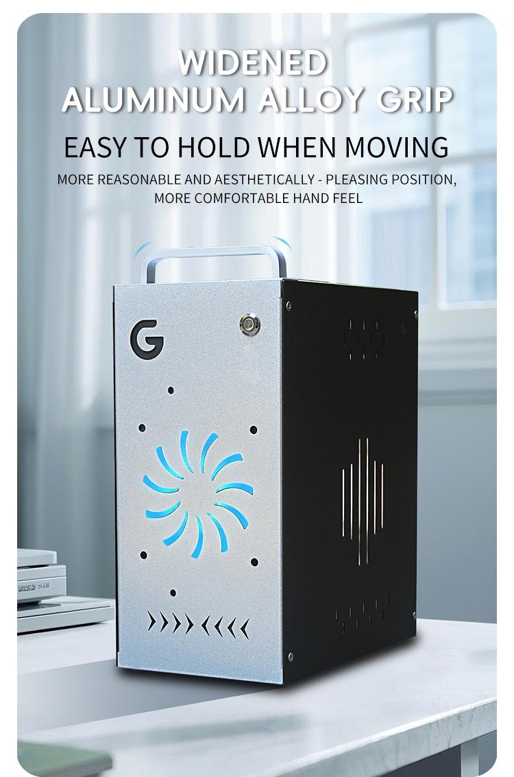 Mini Itx Computer PC Desktop Case, Home Use 2 Bay Nas Box, Compact Portable Handheld, Includes Accessories Screws Switch Handle Foot Pads