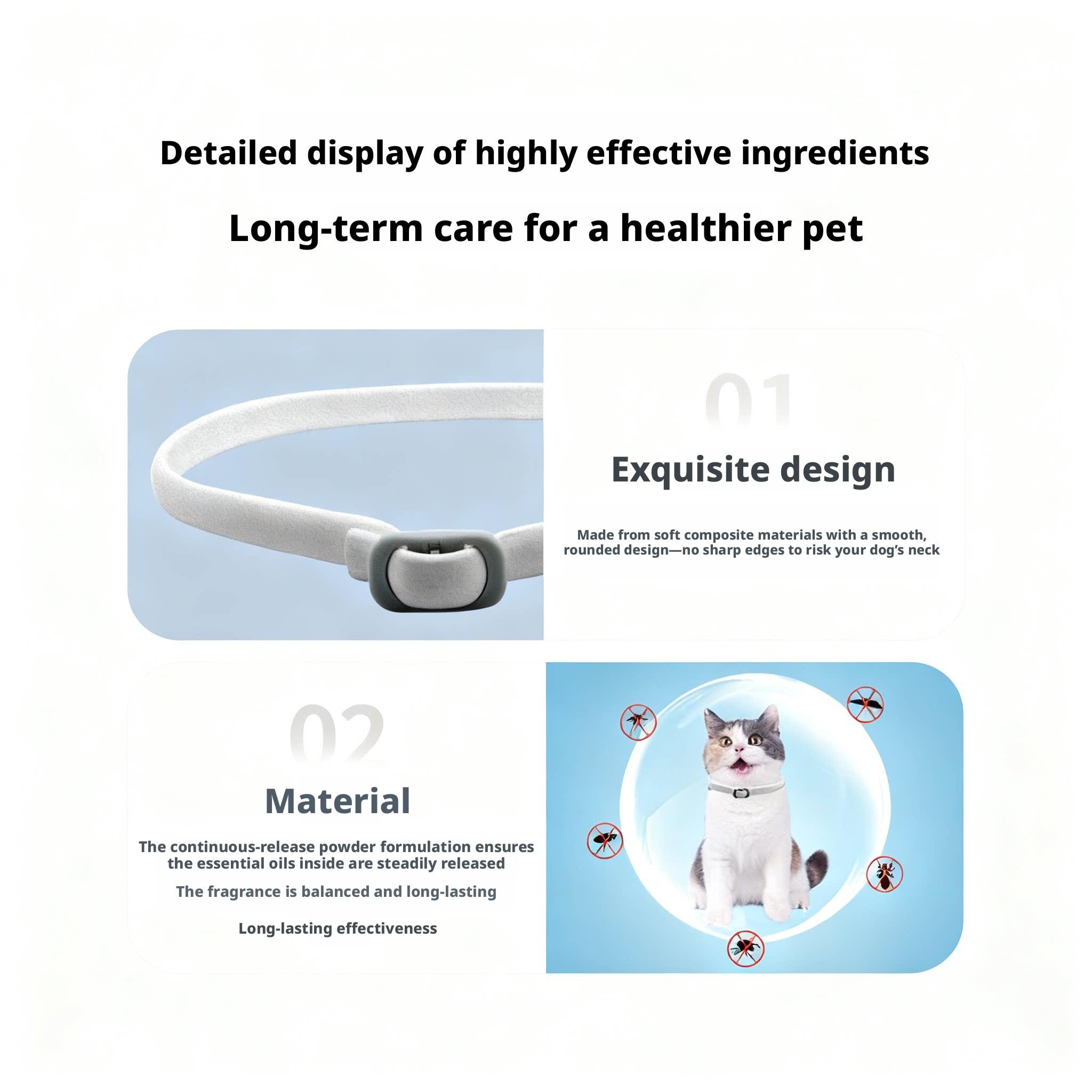 Pet Flea & Tick Collar, Mosquito Repellent for Cats & Dogs, Essential Oil Infused, Natural Pest Control, Comfortable Wear
