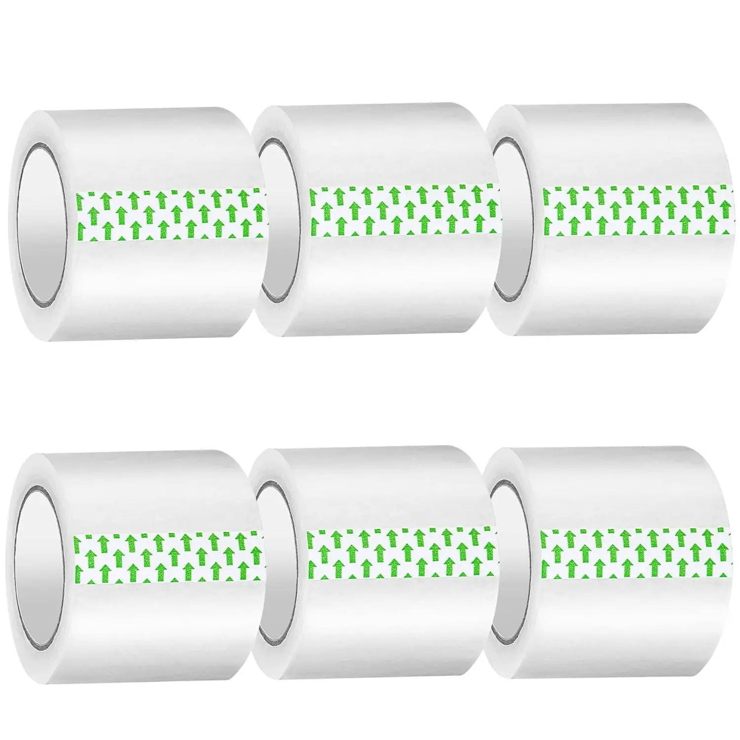 6 Rolls Clear Packing Tape - Quiet Packaging Tape 1.5 INCH Core Shipping Tape Refill Rolls Moving Tape for Packing Boxes, 2" x 25 Yards