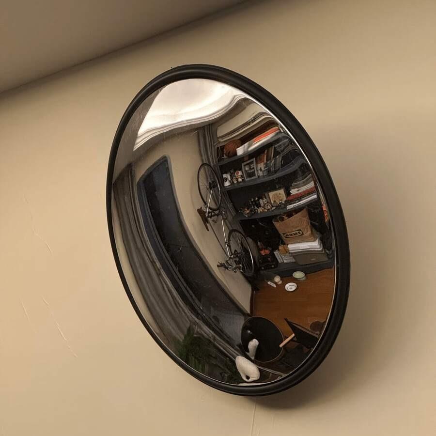 📸 The Ultimate "Fisheye" Selfie Spot! Black Art Decor Round Convex Mirror | Wide Angle Wall Mounted Mirror for Living Room, Trendy Industrial Aesthetic Prop