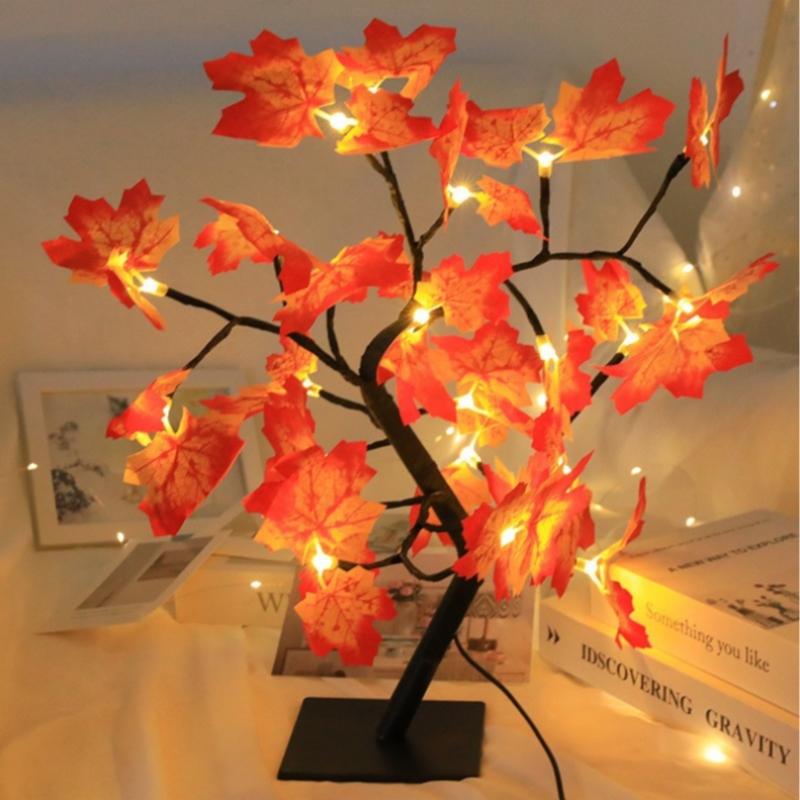 Base LED Small Branch Lights, Realistic Tree String Lights, Rose Flower Maple Leaf Tree Decorative Lights, Home Decoration