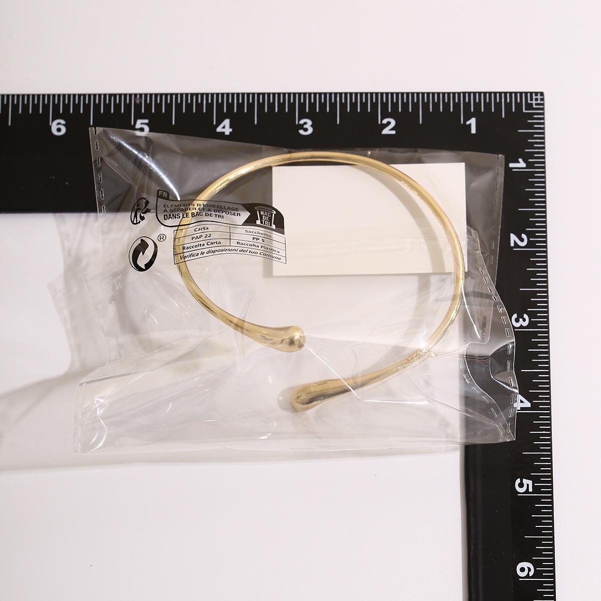 Minimalist Teardrop Open Cuff Bangle| 18K Gold Plated Smooth Polished Adjustable Bracelet for Women