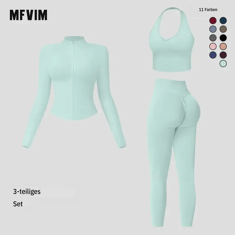 MFVIM Women's 2-Piece Sweatsuit Set - Criss Cross Crop Tank Top, High Waist Leggings, Zip Up Crop Jacket, Breathable Textured Thermal Lined Activewear for Yoga Gym Travel, Women 2 Set, Tracksuit Goals, Tank Tops