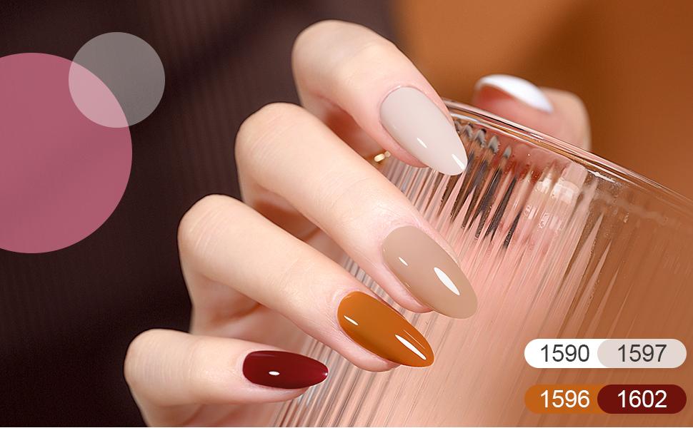 GAOY 42 Pcs Gel Nail Polish Kit, Pink White Red Jelly Nude Colors All Seasons Gel Nail Polish Set with Glossy & Matte Top Coat and Base Coat for Nail Art DIY at Home