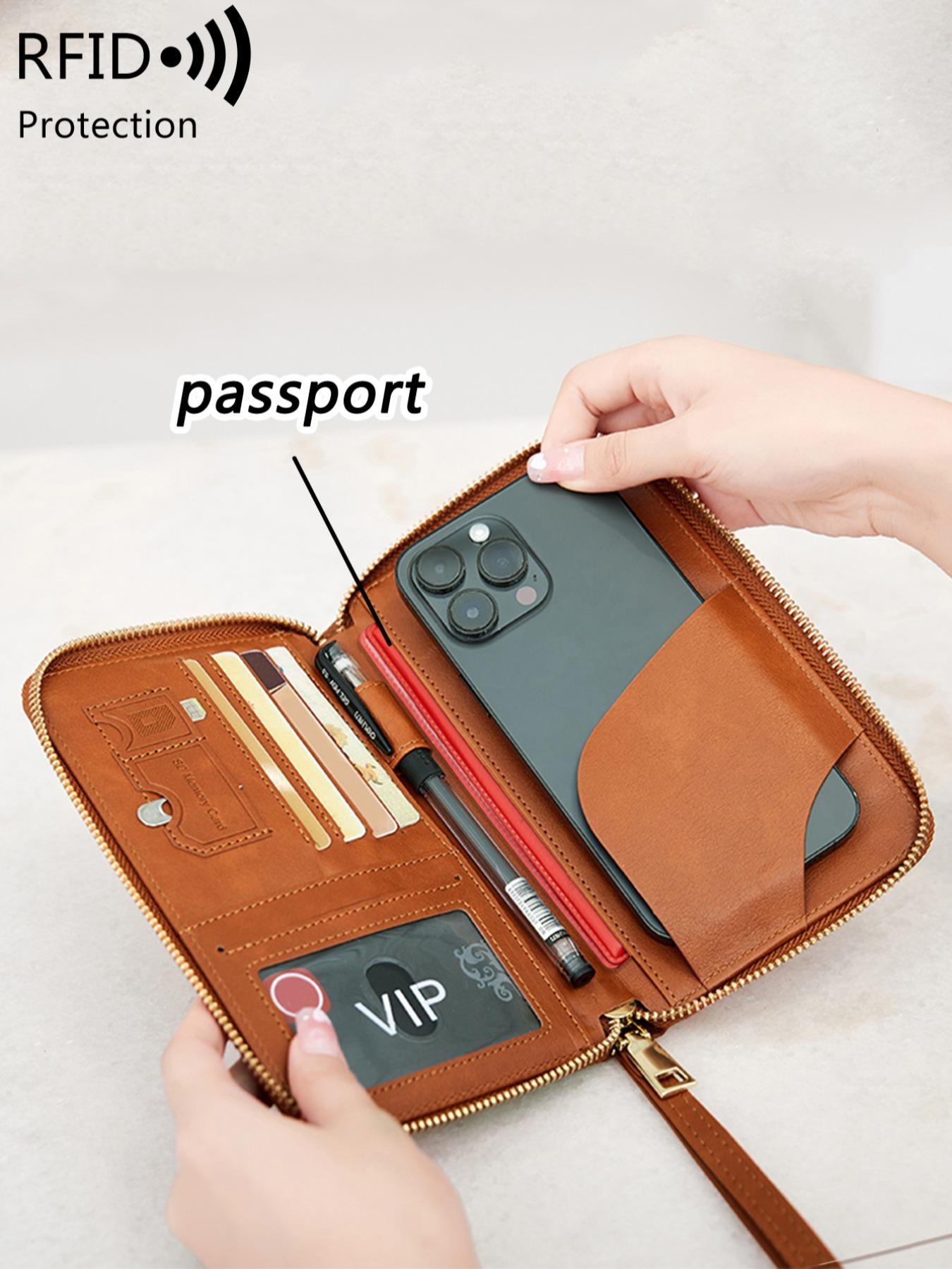Fashionable Solid Color Passport Case, Passport Cover, Multi-functional Zipper Travel Card Holder, Durable Fashion Wallet Travel Accessories