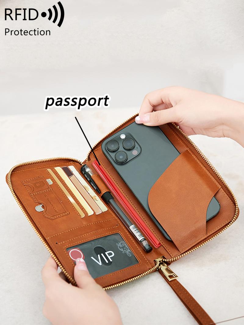 Fashionable Solid Color Passport Case, Passport Cover, Multi-functional Zipper Travel Card Holder, Durable Fashion Wallet Travel Accessories