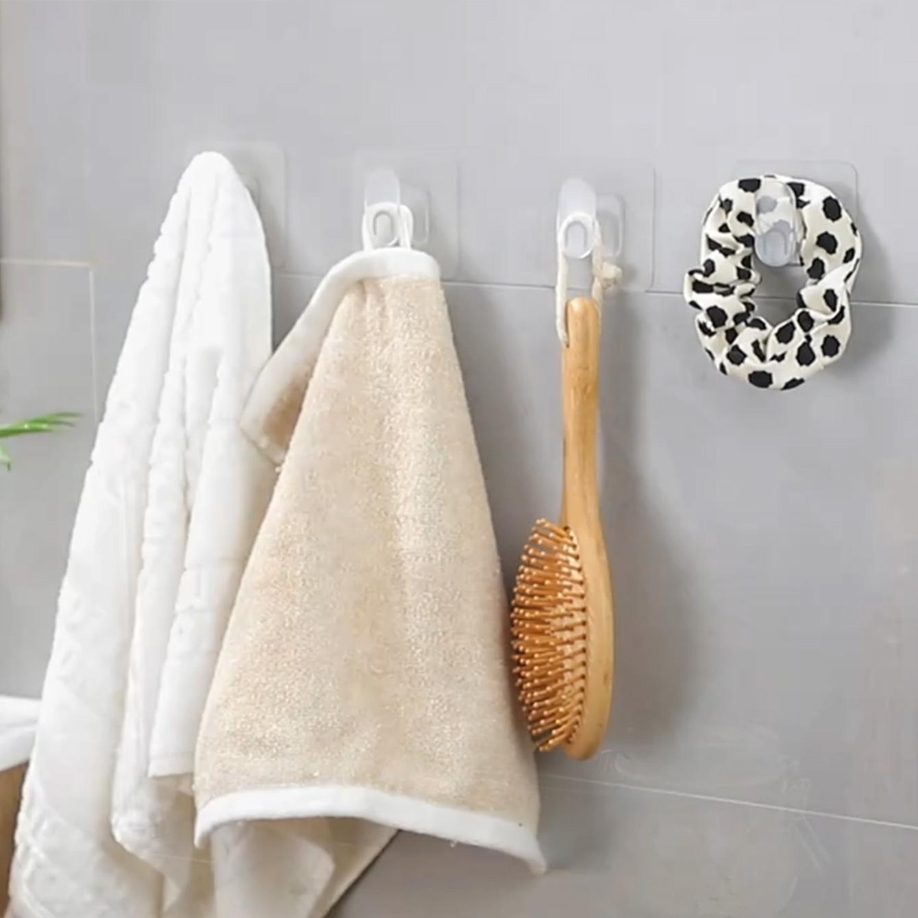 4pcs/10pcs/20pcs Large Thick Strong Adhesive Hooks, Bathroom Towel Hooks, Door Back Hooks, Waterproof Seamless Universal Hooks Durable