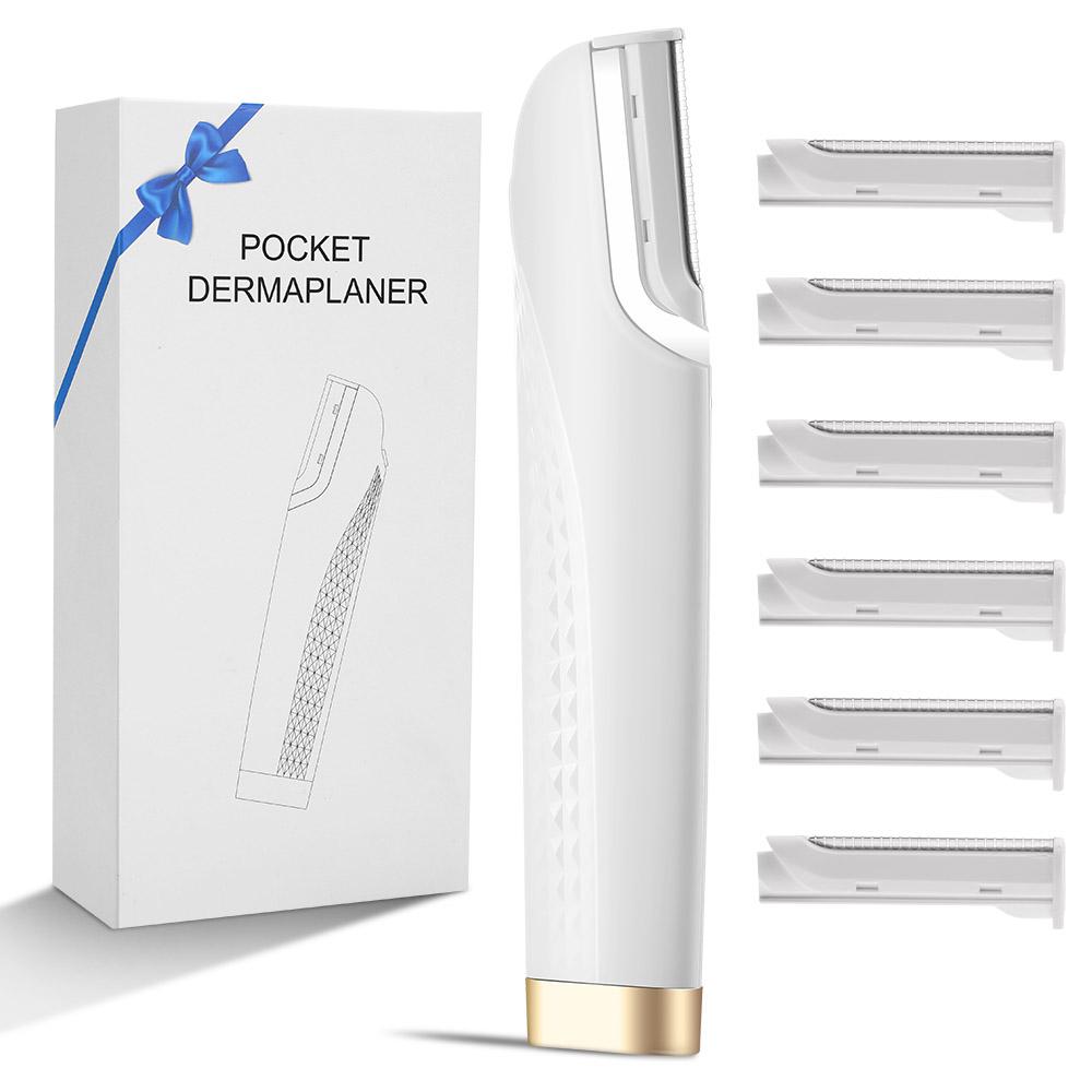 Sonic Dermaplaning Tool for Face Hair Trimmer Peach Fuzz Remover for Face & Eyebrows, Rechargeable Cordless Portable Shaver with 6 Replacement head ,Rechargeable Dermaplanes Razor, Multifunctional Hair Shaver
