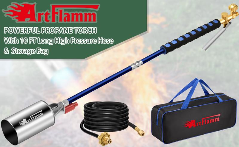 ARTFLAMM Springtok Propane Torch Weed Burner Kit with Storage Bag, Weed Torch with 10 FT Hose, Self Igniter Weed Flame Torch for Fire Pit, Roofing ARTFLAMM Springtok Propane Torch Weed Burner Kit with Storage Bag, Weed Torch with 10 FT Hose, Self Igniter Weed Flame Torch for Fire Pit, Roofing