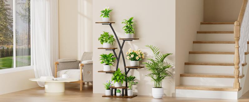 Plant Stand Indoor with Grow Lights - 7 Tiered Plant Shelf Indoor, Corner Plant Stands for Indoor Plants Multiple, 42" Metal Plant Shelves, Plant Flower Holder Display Rack for Home Patio Balcony