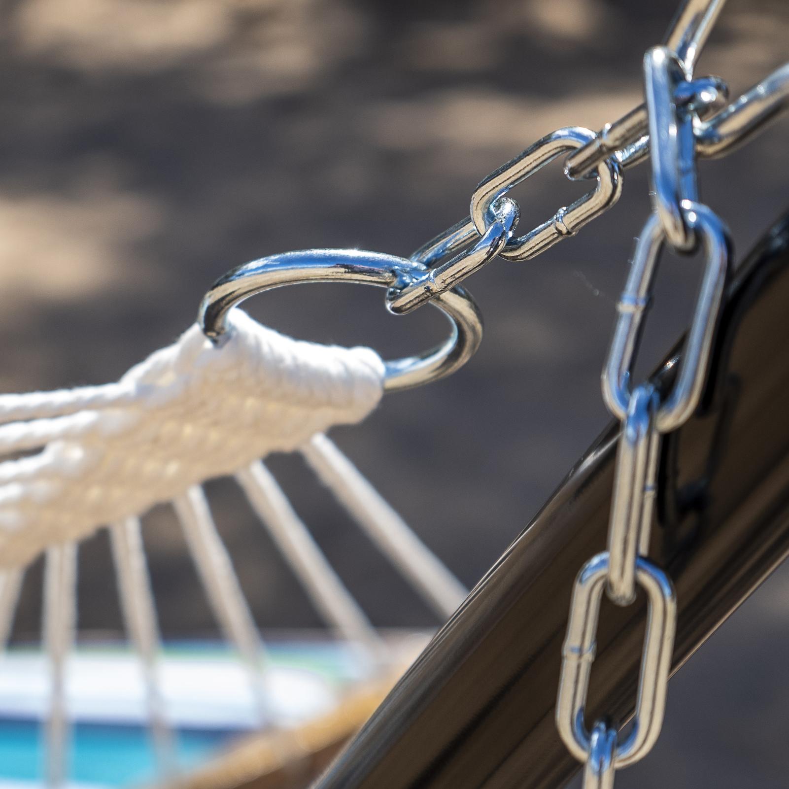 SUPERJARE Hammock with Stand, 2 Person Heavy Duty Hammock with Padded Cotton, Detachable Pillow & Strong Curved-Bar & Portable Carrying Bag, Perfect for Outdoor & Indoor