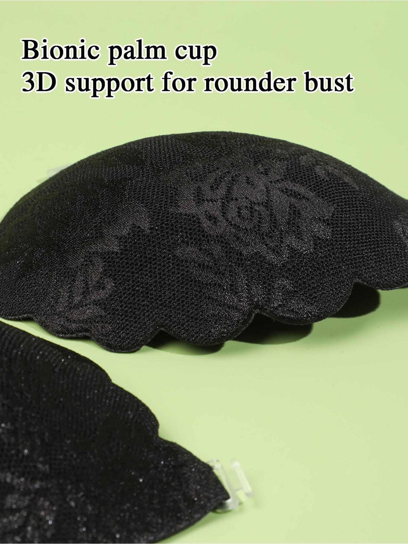 Invisible Adhesive Bra for Women, Ultra-Thin Lace Silicone Sticky Bra with Detachable Clear Straps, Breathable Anti-Nipple Show Pasties, Non-Slip Backless Strapless Bra for Wedding Party Evening Dress