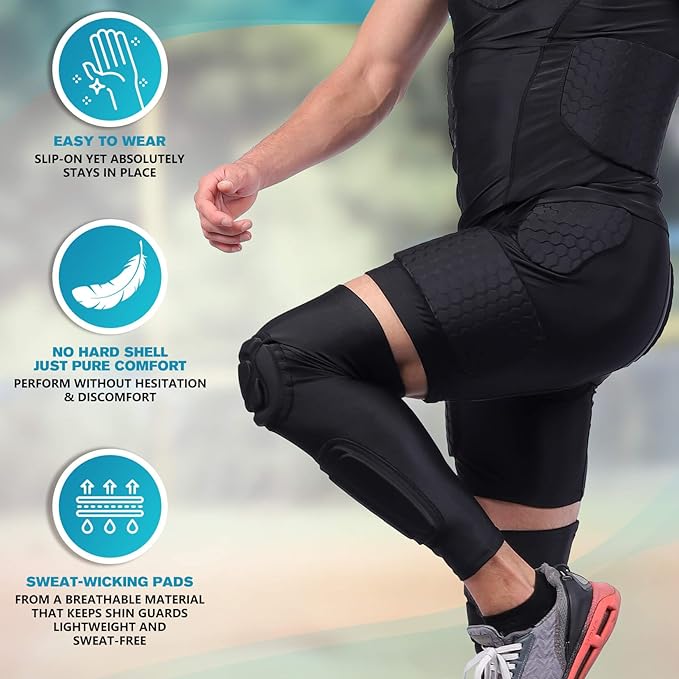 【HolidayHaul】TUOY Shin Guard Pads with Compression Tack for Football, Basketball, Wrestling, and Volleyball - Protective Arm Safety Gear - Sports Eva Foam Shock Leg Supporter Leg Protector 【HolidayHaul】TUOY Shin Guard Pads with Compression Tack for Football, Basketball, Wrestling, and Volleyball - Protective Arm Safety Gear - Sports Eva Foam Shock Leg Supporter Leg Protector