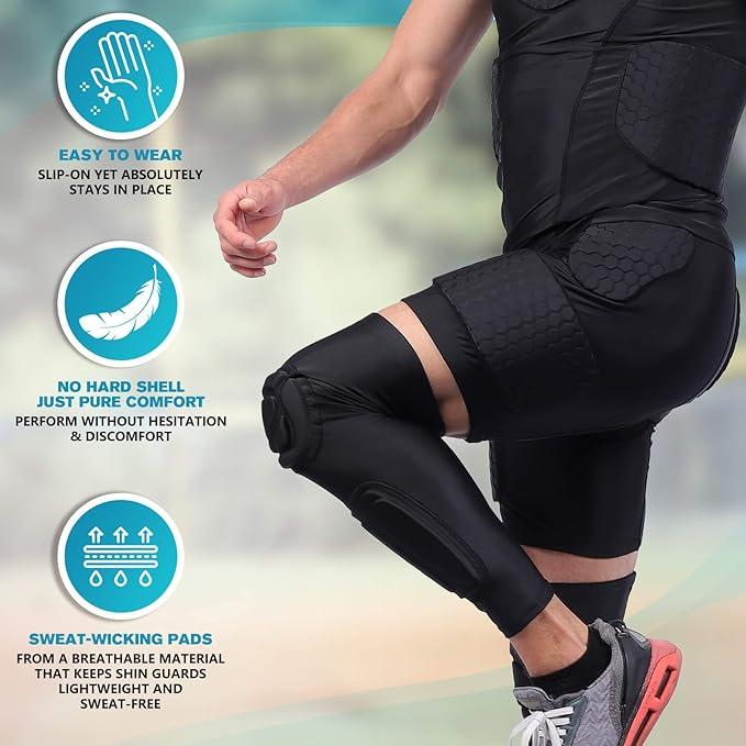 【HolidayHaul】TUOY Shin Guard Pads with Compression Tack for Football, Basketball, Wrestling, and Volleyball - Protective Arm Safety Gear - Sports Eva Foam Shock Leg Supporter Leg Protector 【HolidayHaul】TUOY Shin Guard Pads with Compression Tack for Football, Basketball, Wrestling, and Volleyball - Protective Arm Safety Gear - Sports Eva Foam Shock Leg Supporter Leg Protector