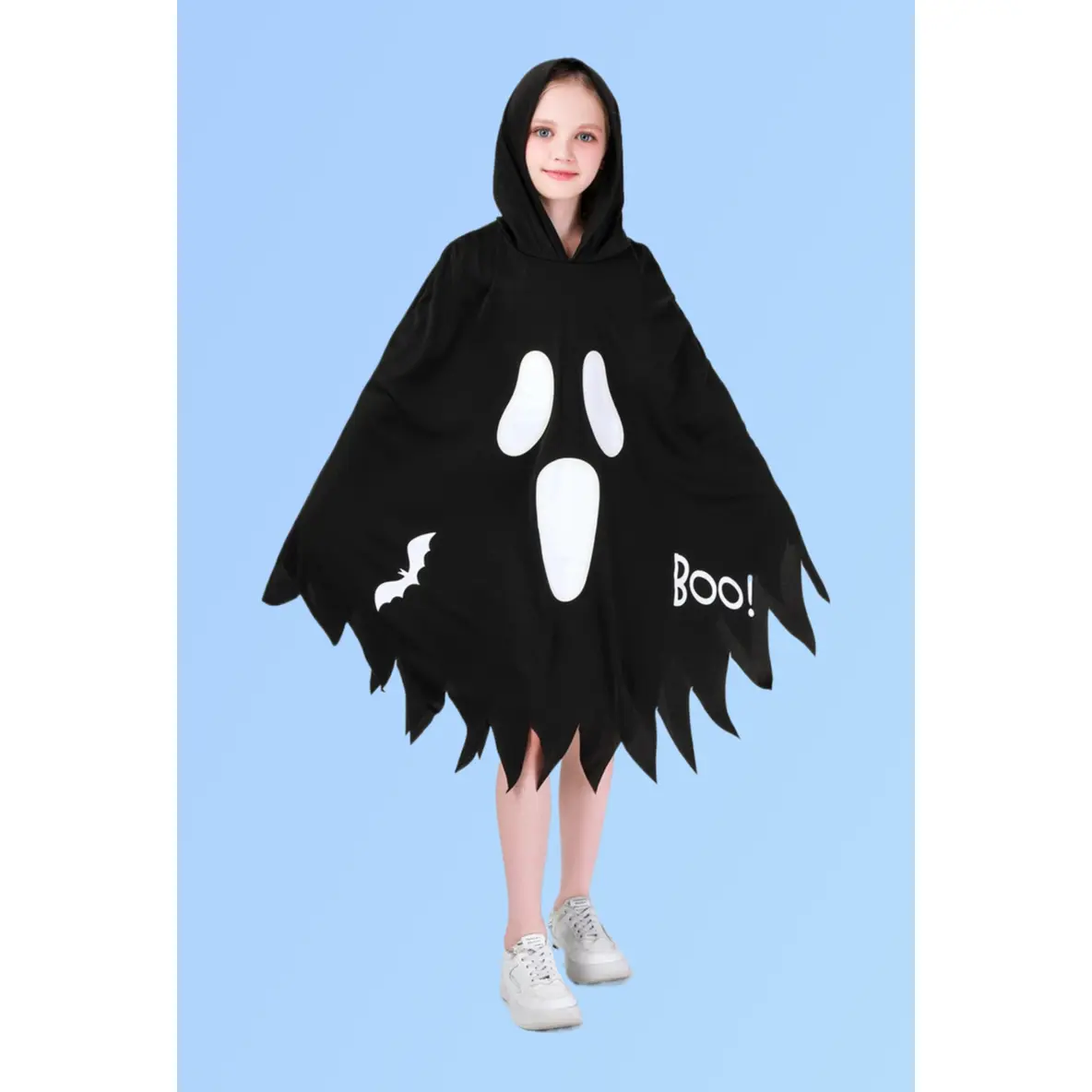 Luminous White Ghost Skull Face Cape Screaming Spirit Cloak For Halloween Themed Party Gathering Costume